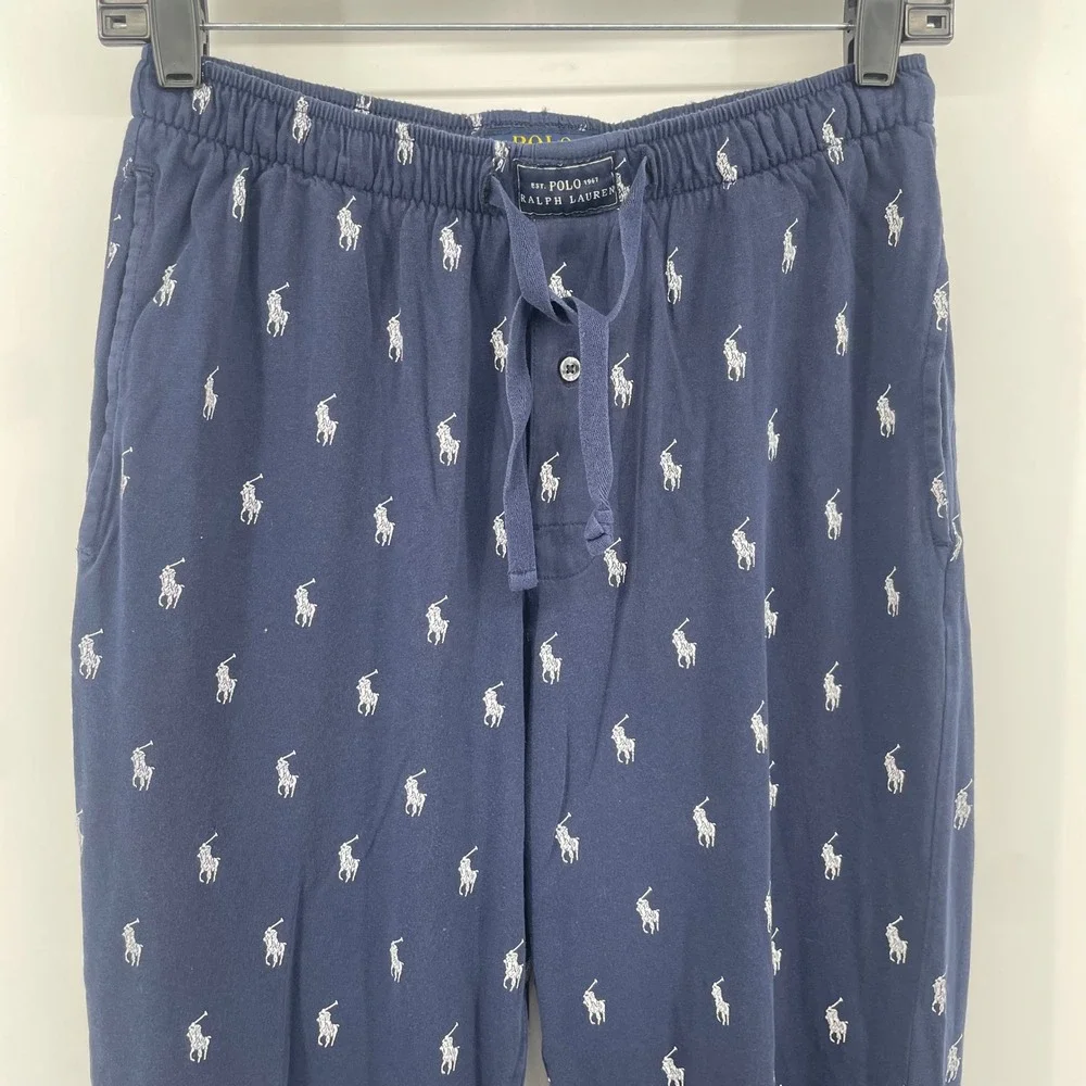 Polo‎ Ralph Lauren Joggers Mens Small Navy All Over Pony Print Sleepwear Pajamas